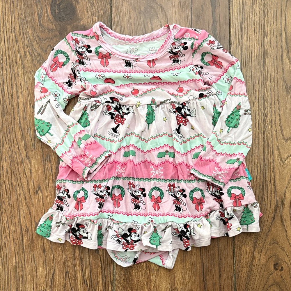 Disney Posh Peanut Minnie Holiday Bodysuit Dress 18-24 Months